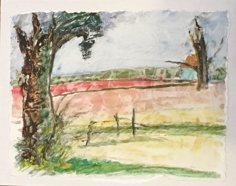 Louisiana Countryside 1 by Daya Naef | Acrylic, pencil on paper and mat board. Louisiana Countryside 1
